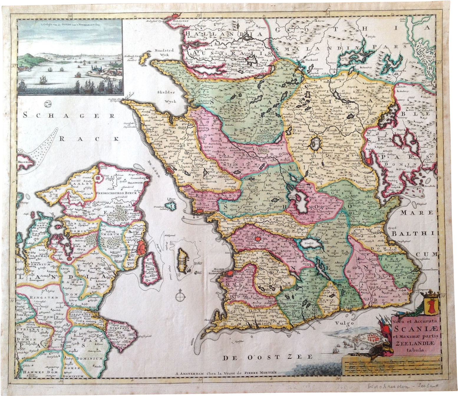 Beautiful And Very Rare Antique Map Of South Sweden - Map (1554x1554), Png Download