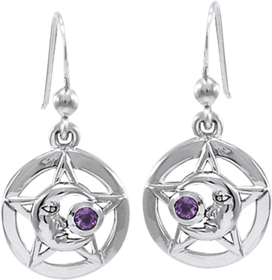 Silver Moonman Pentacle Earrings - "trinity Fairy Earrings" (555x555), Png Download