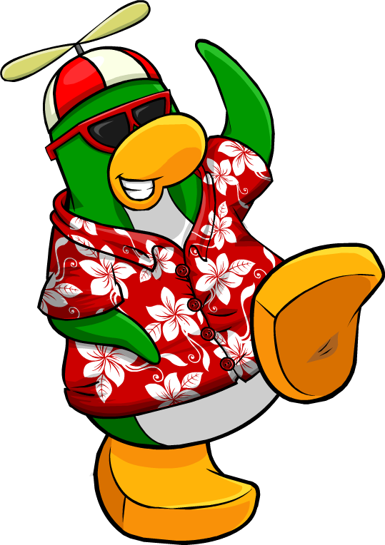 Rookie21 - Penguin In Hawaiian Shirt (539x764), Png Download