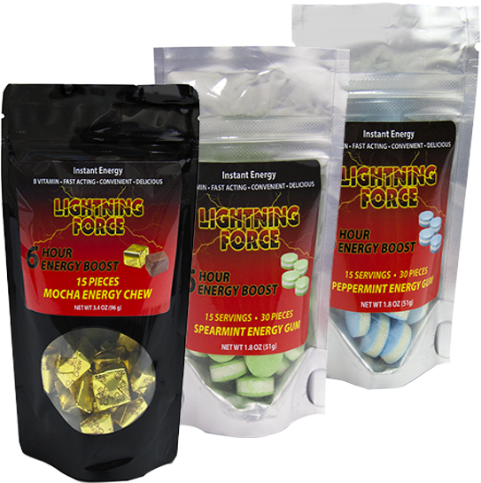 15 Count Pep Bag 555x688 - Lightning Force Energy Gum Peppermint 110mg Caffeine (555x688), Png Download