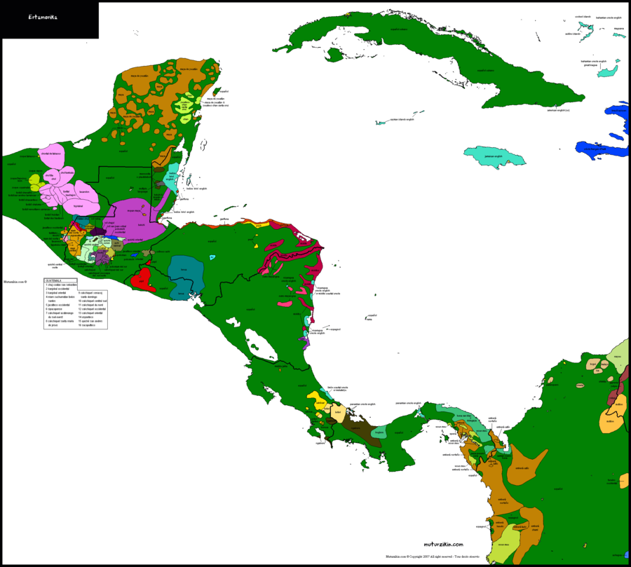 Download Linguistic Map Of Central America Clipart - Linguistic Map Of Central America (900x809), Png Download