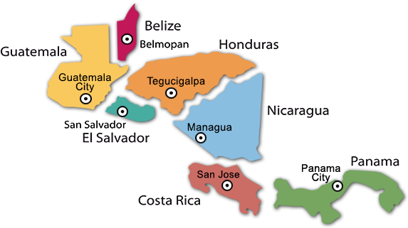 Map Of Central America Png (575x381), Png Download