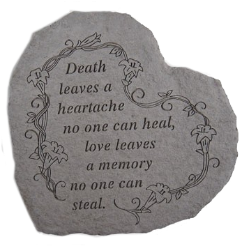 Garden Memorial Stone Heart - Kay Berry 08420 Heart-death Leaves A Heartache... (384x384), Png Download