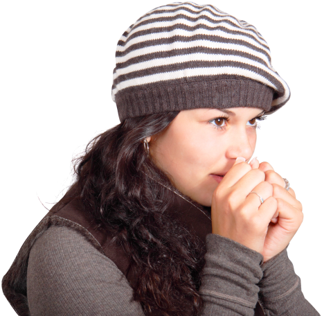 Young Woman Her Hands By Breath Png Image - Nasal Congestion (500x472), Png Download