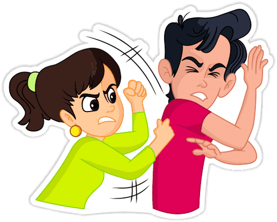 Send - Hate Couple Cartoon Png (540x434), Png Download