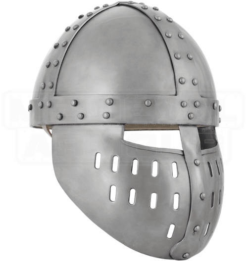 Crusader Spangenhelm With Face Guard - Medieval Transitional Helmet (550x550), Png Download