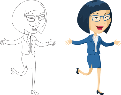Asian,woman,business Woman,female,happy Woman,happiness,woman - Happy Woman Cartoon Png (500x392), Png Download