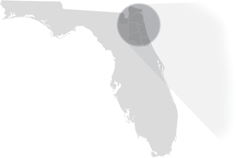 Baker County - Map Of Florida (1006x594), Png Download