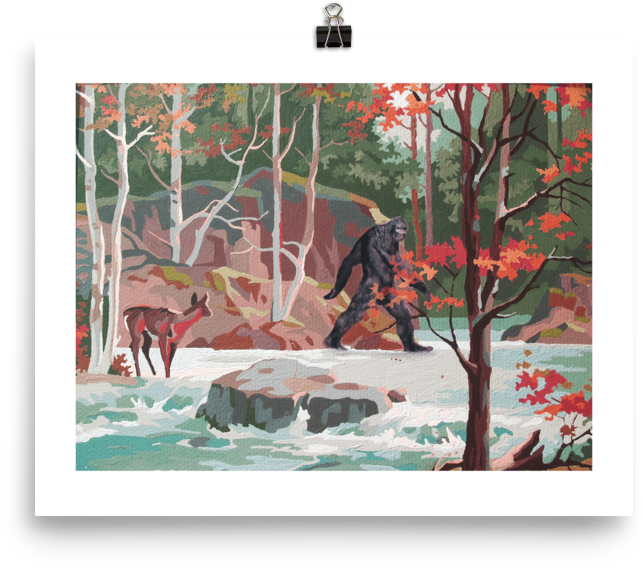 Bluff Creek Sasquatch - Vintage Paint By Numbers Landscapes (1000x1000), Png Download