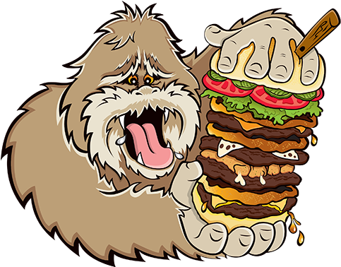 Bigfootburger - Bigfoot Eating A Sandwich (500x377), Png Download