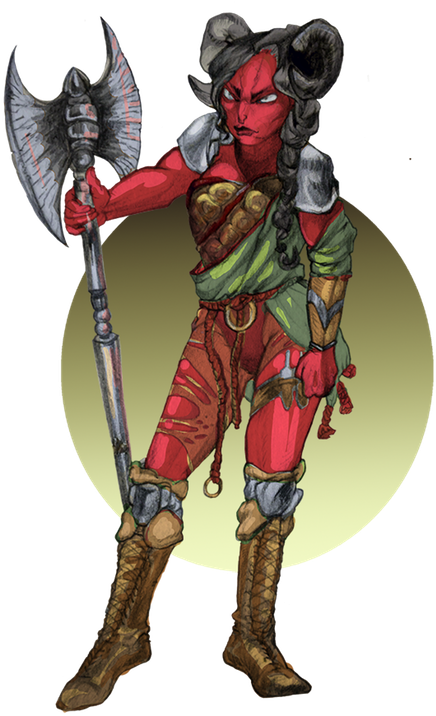 [rf] Tiefling Barbarian - Tiefling Orc (576x768), Png Download