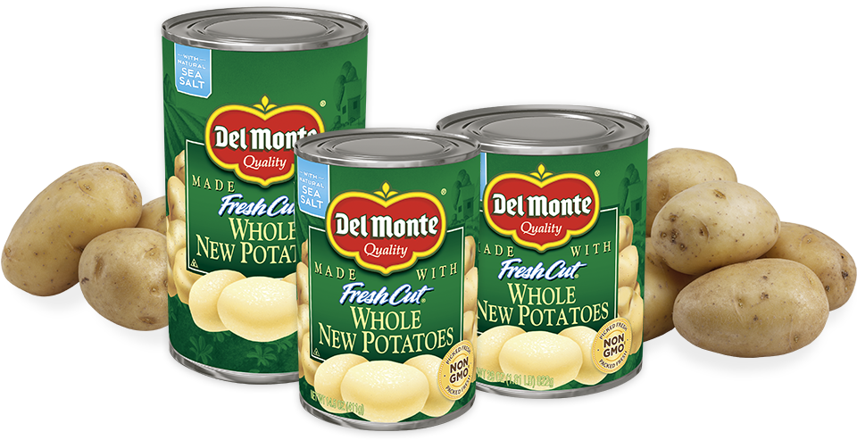 Sizes Available - 14 - 5oz, 24 - 5oz, 29oz, 49 - 5oz - Del Monte Whole New Potatoes 14.5 Oz (1050x500), Png Download