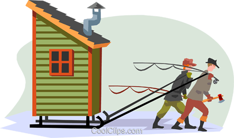 The Winter Ice-fishing Shack Royalty Free Vector Clip - Ice Fishing Clip Art (480x283), Png Download