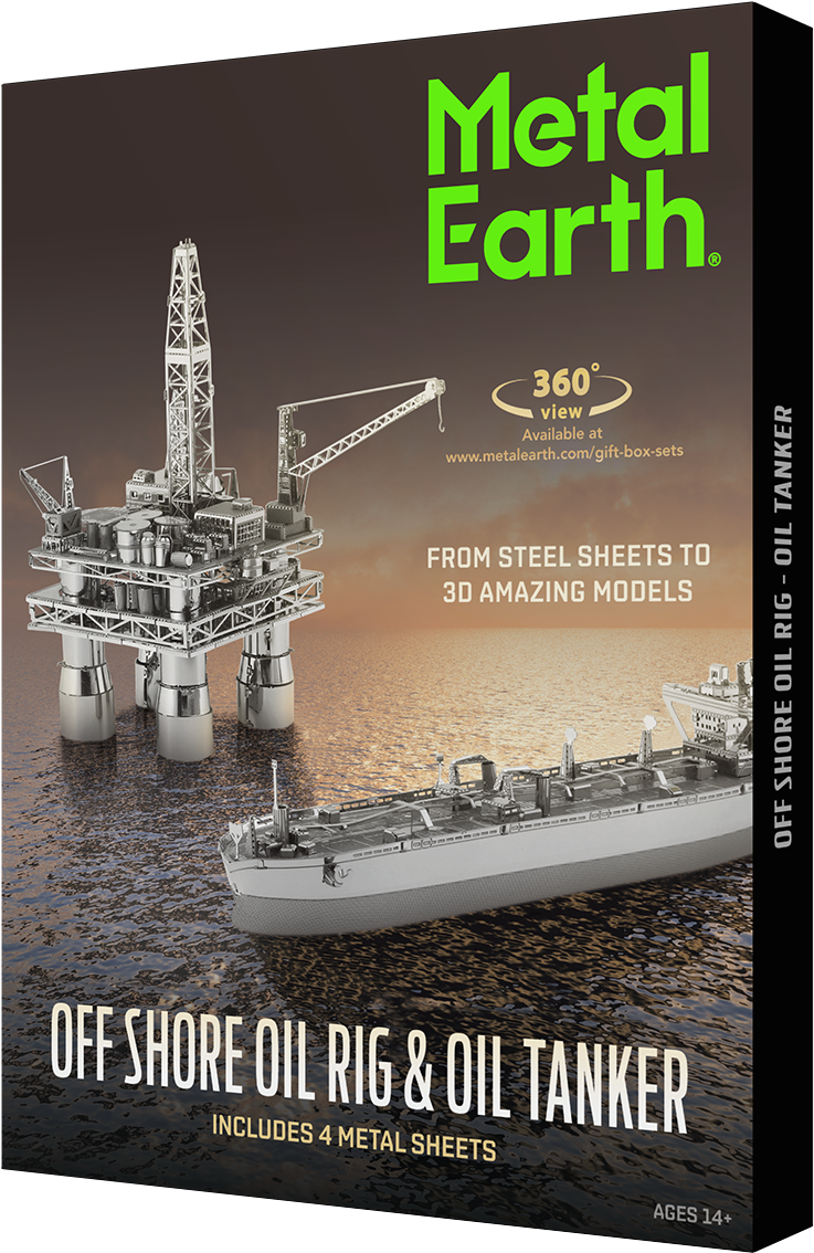 Offshore Oil Rig & Oil Tanker Gift Set - Fascinations Metal Earth Off Shore Oil Rig (405x600), Png Download