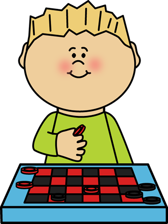 Checkers Clip Art - Boy Playing Checkers Clipart (337x450), Png Download