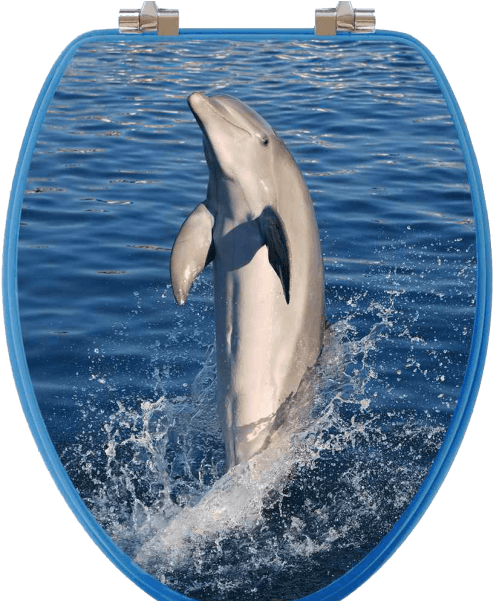Dolphins Elongated Toilet Seat - Topseat 6ts3r8300cp Vario Scenario Dolphins Round 3d (600x600), Png Download
