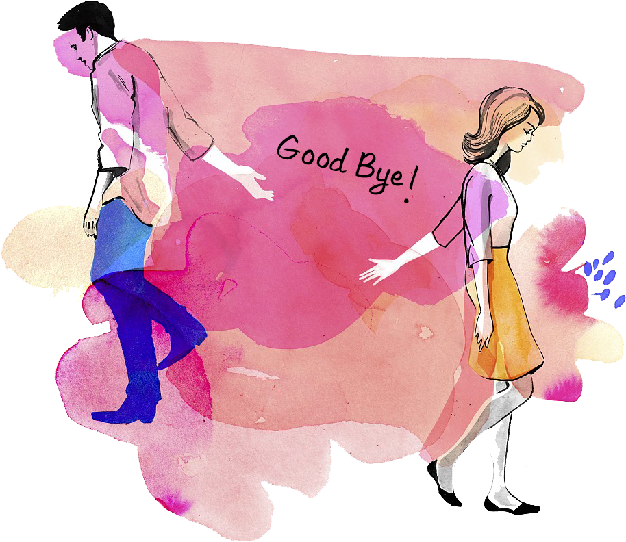 Breakup Watercolor Painting Illustration - Break Up Illustration (1024x906), Png Download