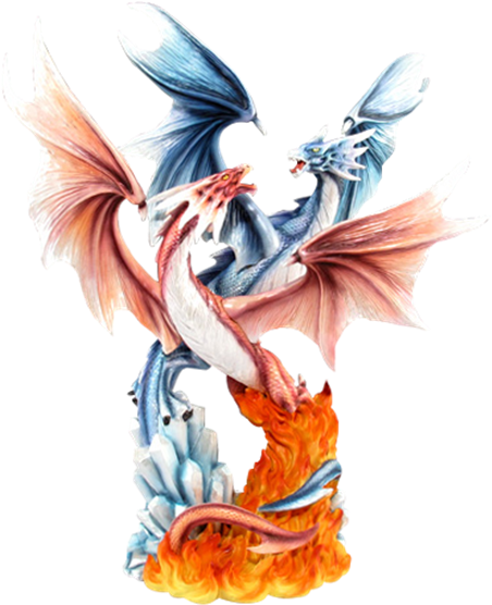Fire And Ice Dragon Statue - Fire Ice Dragons Statue (555x555), Png Download
