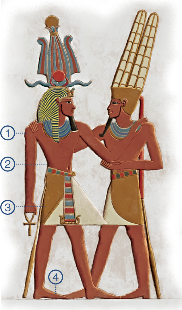 Egyptian Art Traditionally Depicted Figures In Stiff, - Akhenaten Cartoon Png (927x1113), Png Download
