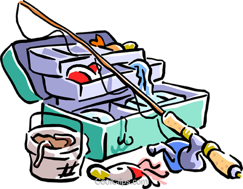Fisherman Clipart Equipment - Fishing Pole And Tackle (480x374), Png Download