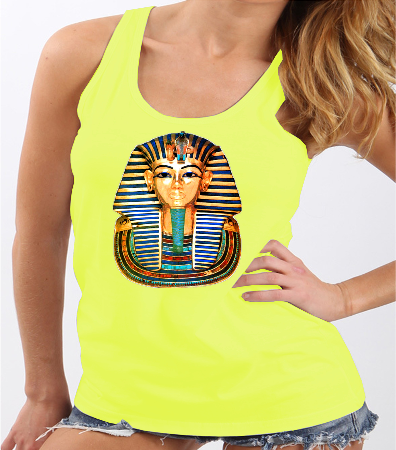 King Tut Mask Egyptian Pharaoh Ladies Tank Top - King Tut (1600x1455), Png Download