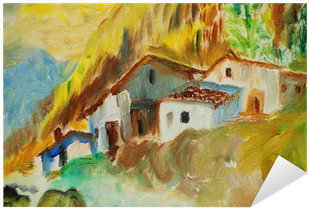 Old Houses In Spanish Village, Illustration, Painting - Painting (400x400), Png Download