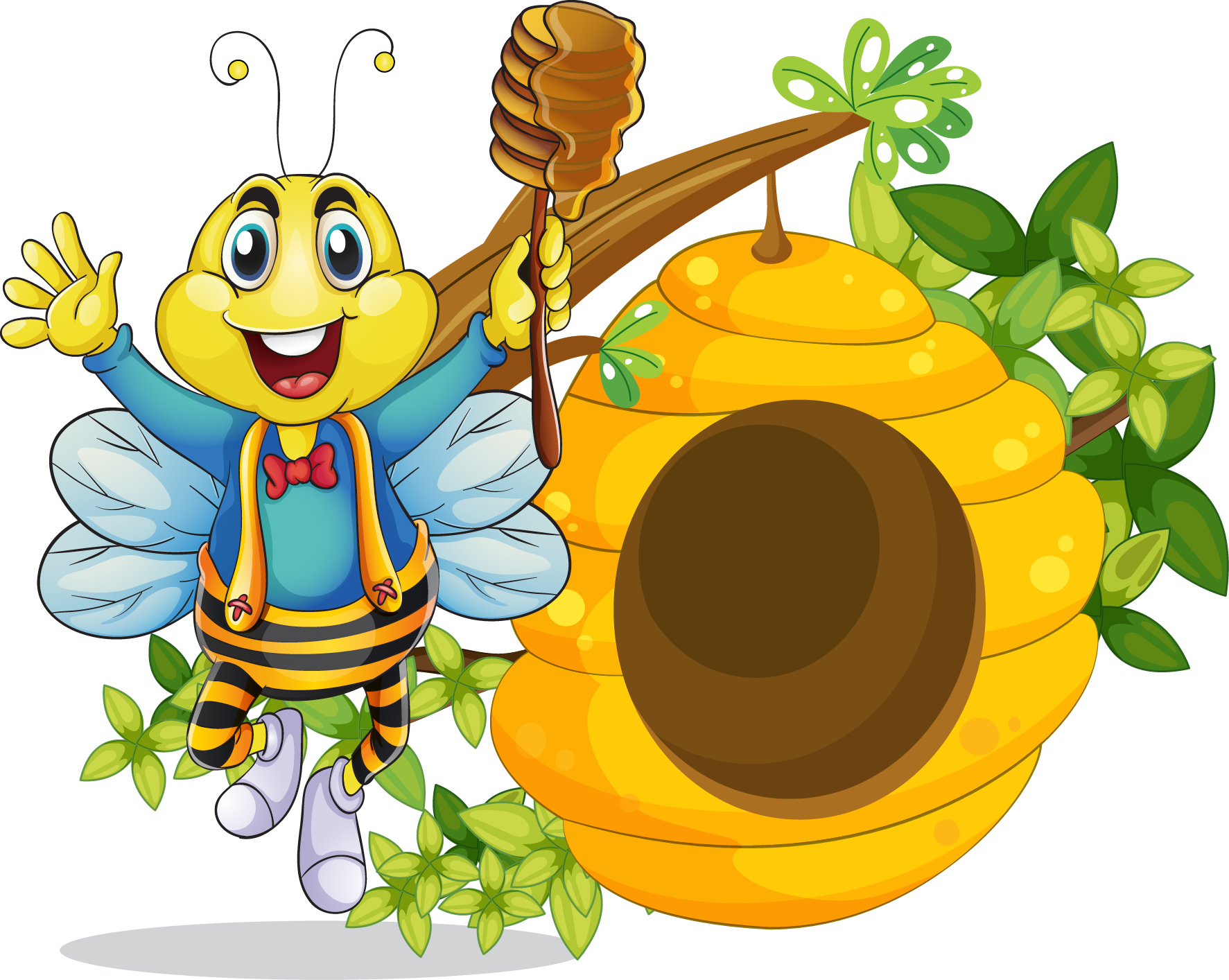 Bee Hive Clipart Pinterest - Beehive And Bee Cartoon (1773x1414), Png Download