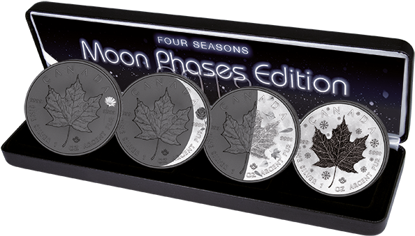 Maple Leaf "moon Phases" 4 Seasons Silver Coins Set - Four Seasons Maple Leaf 2018 (600x348), Png Download