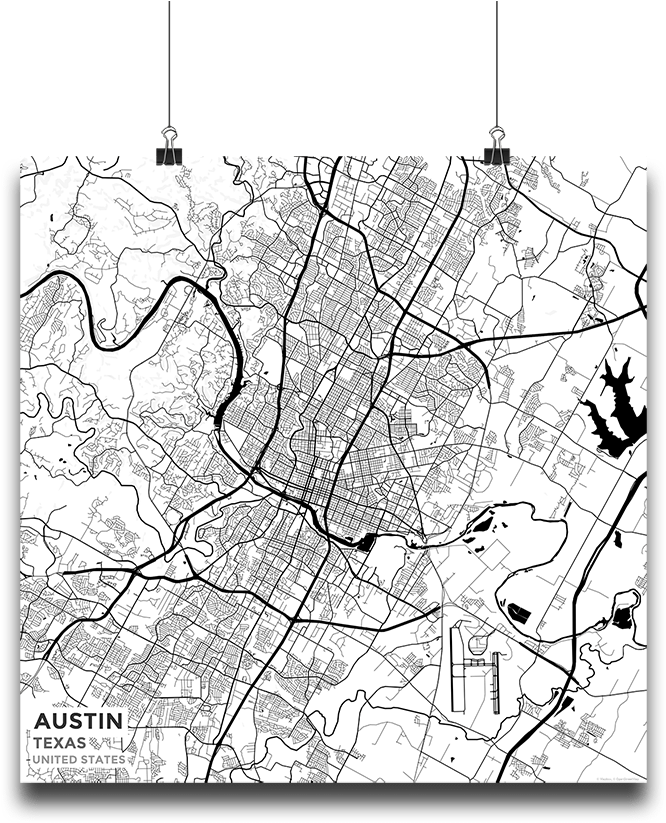 Premium Map Poster Of Austin Texas - Atlas (683x1024), Png Download