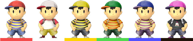 Ness Palette - Super Smash Bros Brawl Ness (768x172), Png Download