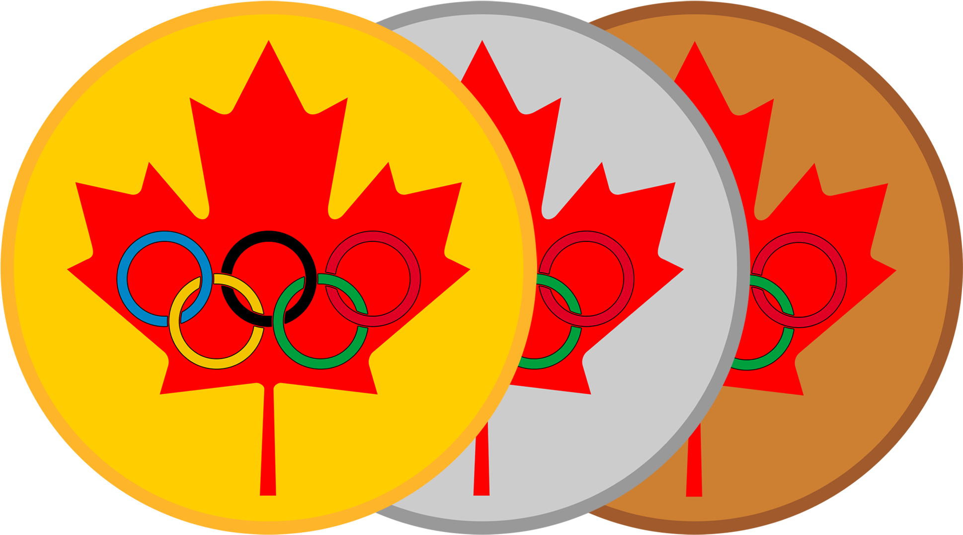 Maple Leaf Olympic Medals - Canada Flags Png (2000x1136), Png Download