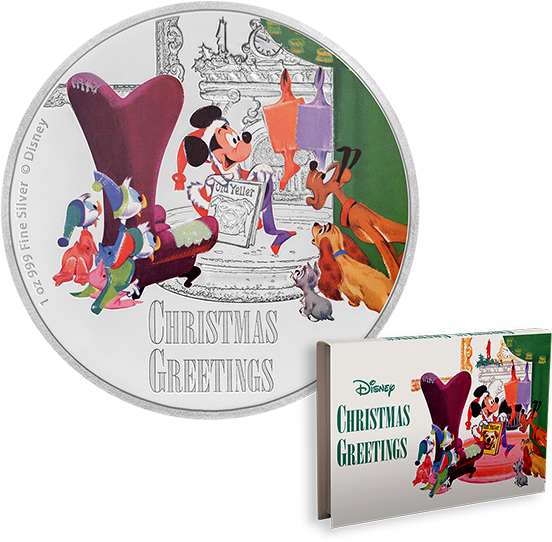 Pure Silver Coin - 2017 Disney Season's Greetings Classic 1oz Silver Coin (570x570), Png Download