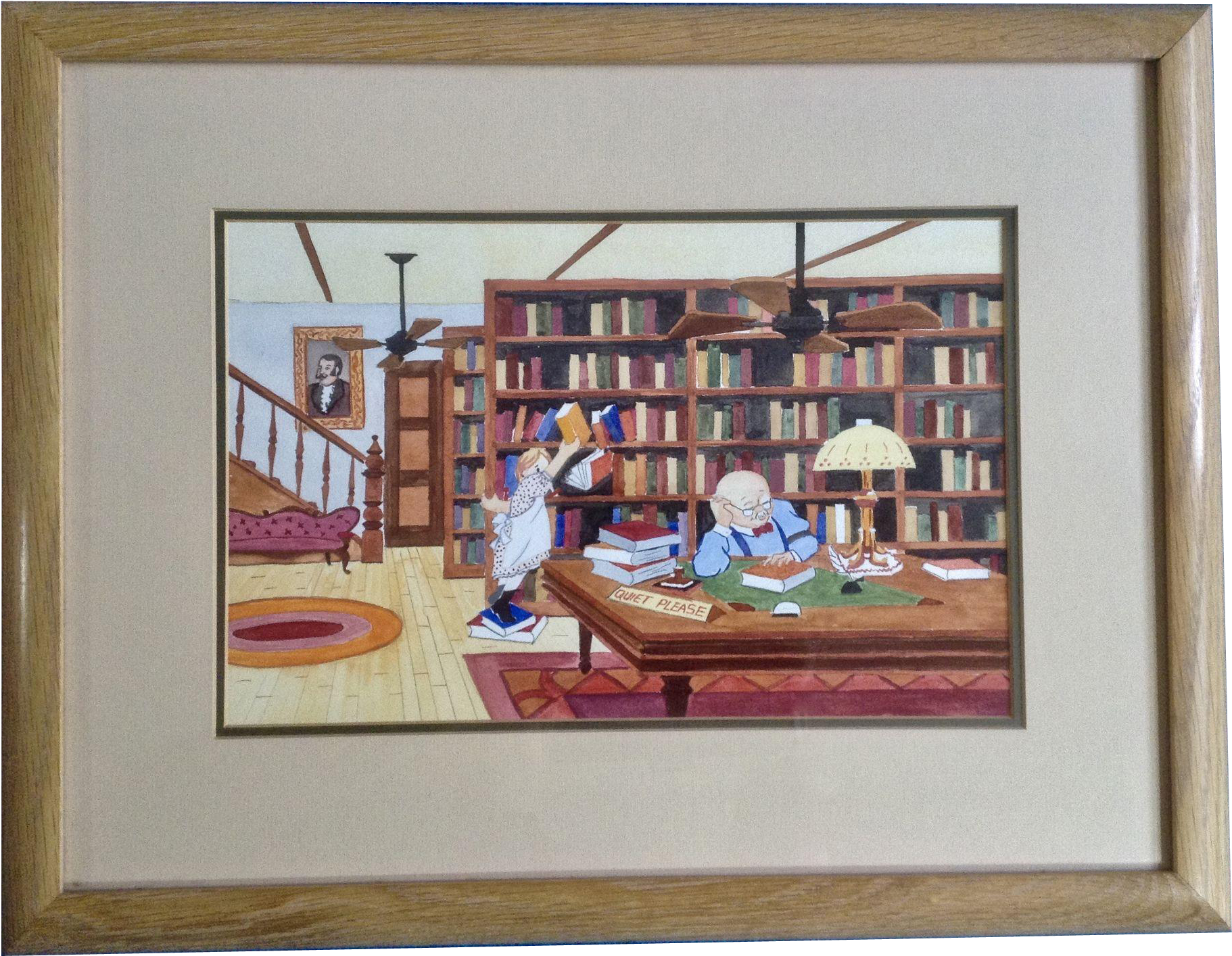 Stealing Books From Grandpa Watercolor Painting Works - Picture Frame (1821x1821), Png Download