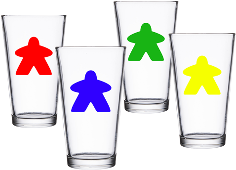 Set Of 4 Meeple Pint Glasses - Kansas Seal Pint Glass (500x500), Png Download