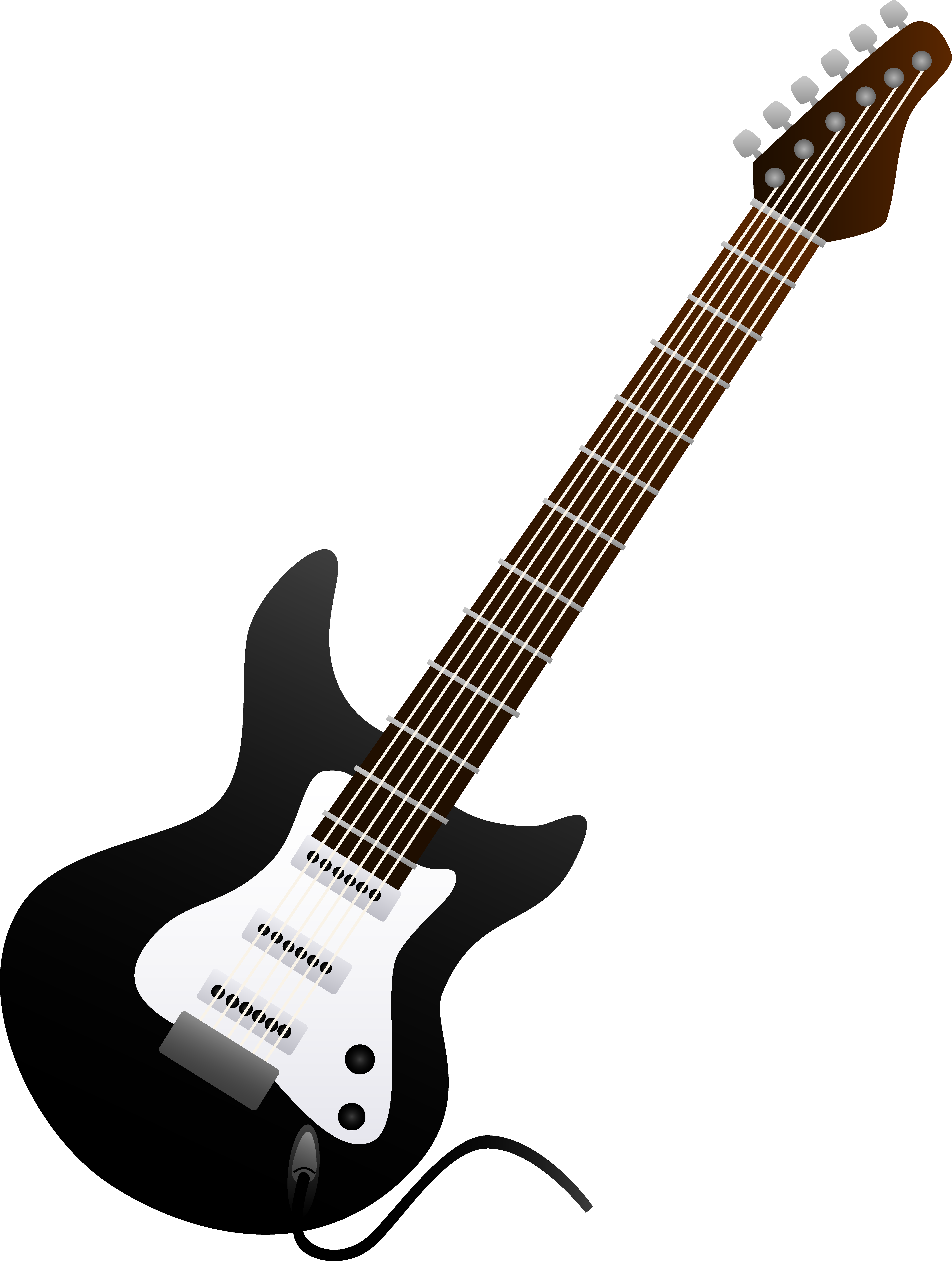 Guitar Black And White Bass Guitar Clipart Black And - Electric Guitar Clipart (5971x7908), Png Download