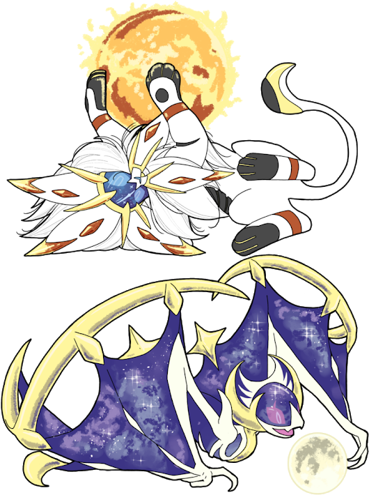Photo - Pokemon Solgaleo X Lunala (530x749), Png Download