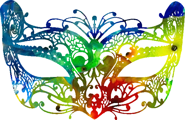 Mascara De Carnaval Cheia De Cor 2 Png - Filigree Metal Luxury Cat Mask In 4 Colours Masquerade (612x396), Png Download
