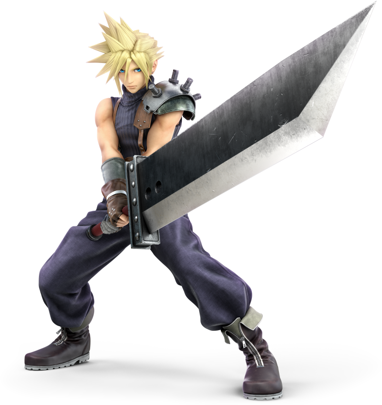 1boy 3d Absurdres Blonde Hair Blue Eyes Buster Sword - Super Smash Bros Ultimate Cloud (850x850), Png Download