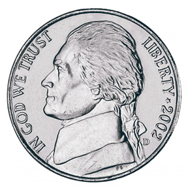 Nickel Png Clipart - 1952-d Jefferson Nickel (599x600), Png Download