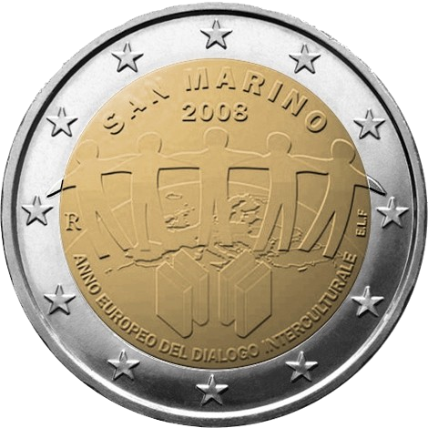 €2 Commemorative Coin San Marino 2008 - 2 Euro Coin Monaco (470x470), Png Download