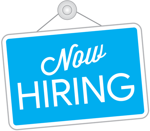 Blue Now Hiring Sign (488x417), Png Download