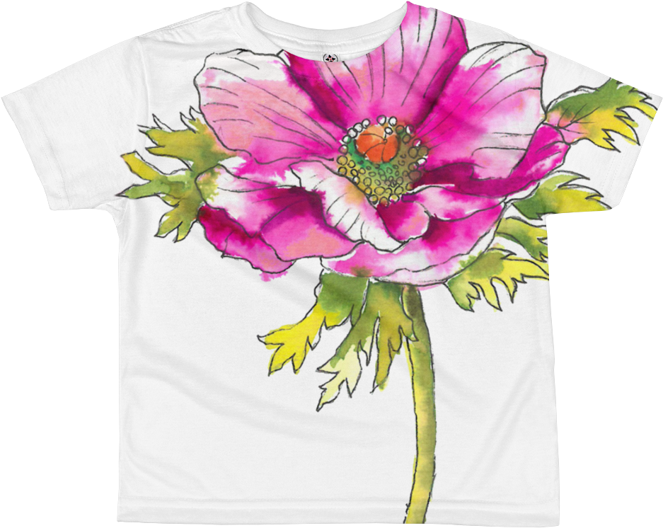 Hot Pink Anemone Kids Sublimation T-shirt - Artificial Flower (1000x1000), Png Download