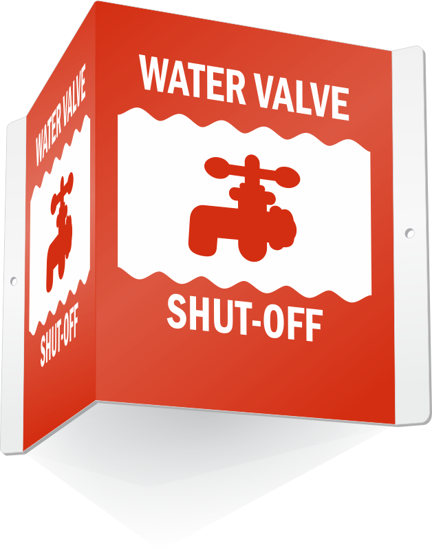 Zoom, Price, Buy - Water Valve Shut Off Sign (628x800), Png Download