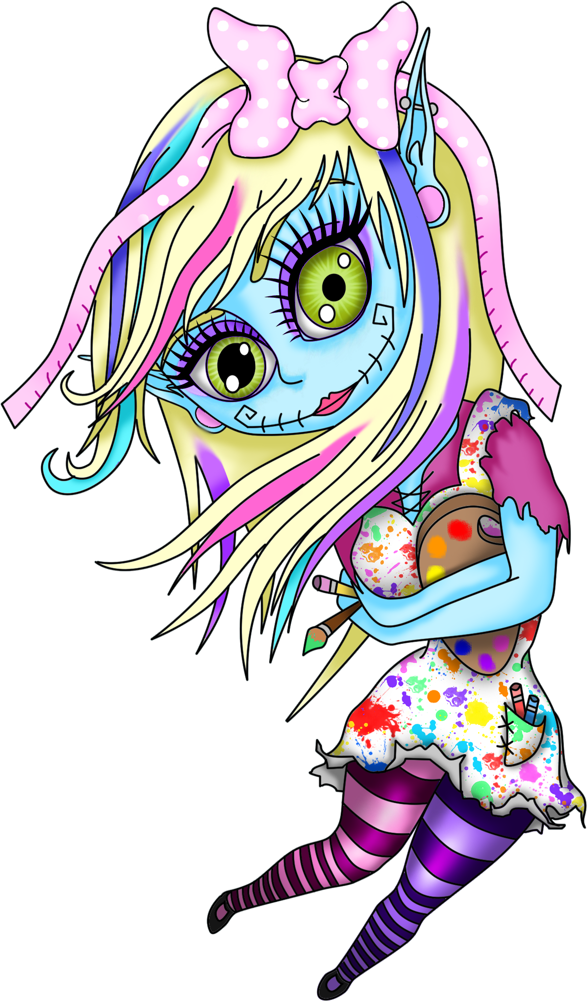 Zombie Alice - Cute Zombie Girl (1324x2200), Png Download