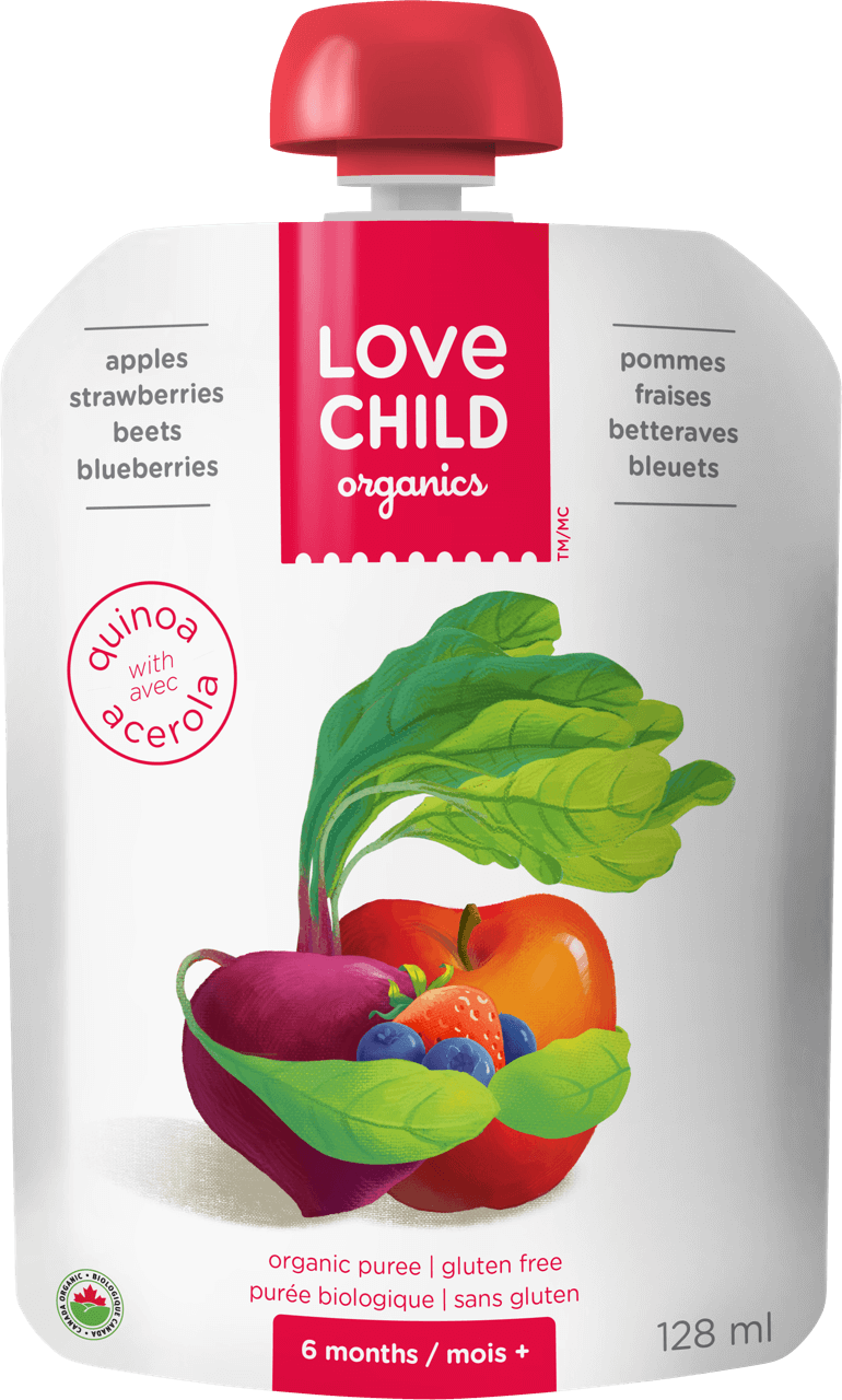 Strawberries, Beets Blueberries - Love Child Organics Baby Food Pouch With Quinoa (770x1280), Png Download