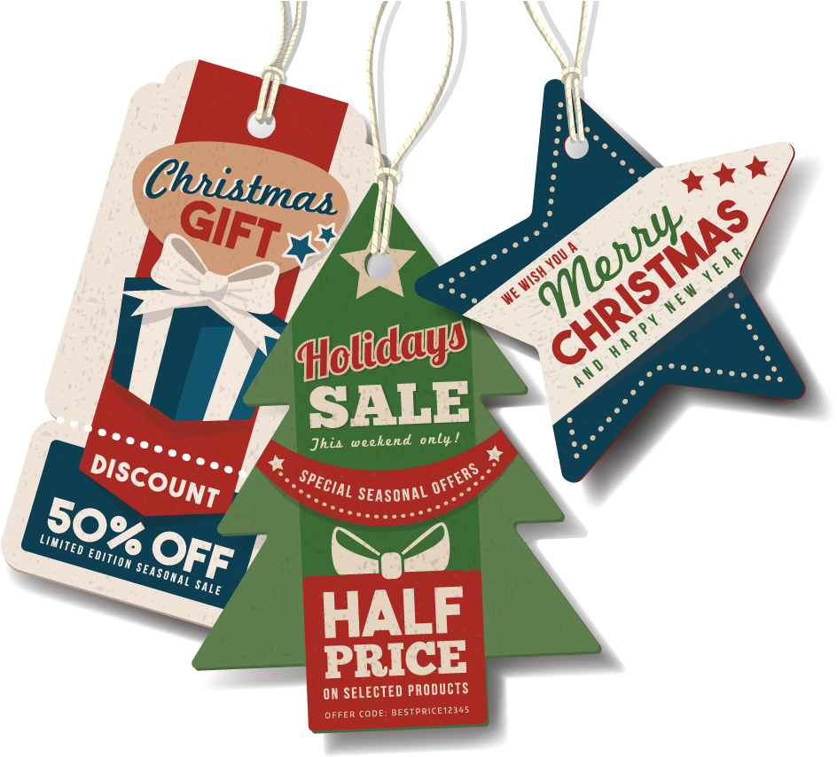 Xmas Tags - Striped Retro Holiday Photo Card | Holiday Cards (1000x879), Png Download