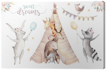 Cute Baby Giraffe, Deer Animal Nursery Mouse And Bear, - Watercolour Boho Animals (400x400), Png Download