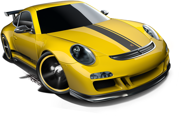Porsche 911 Gt3 Yellow W Grey Stripes (671x503), Png Download