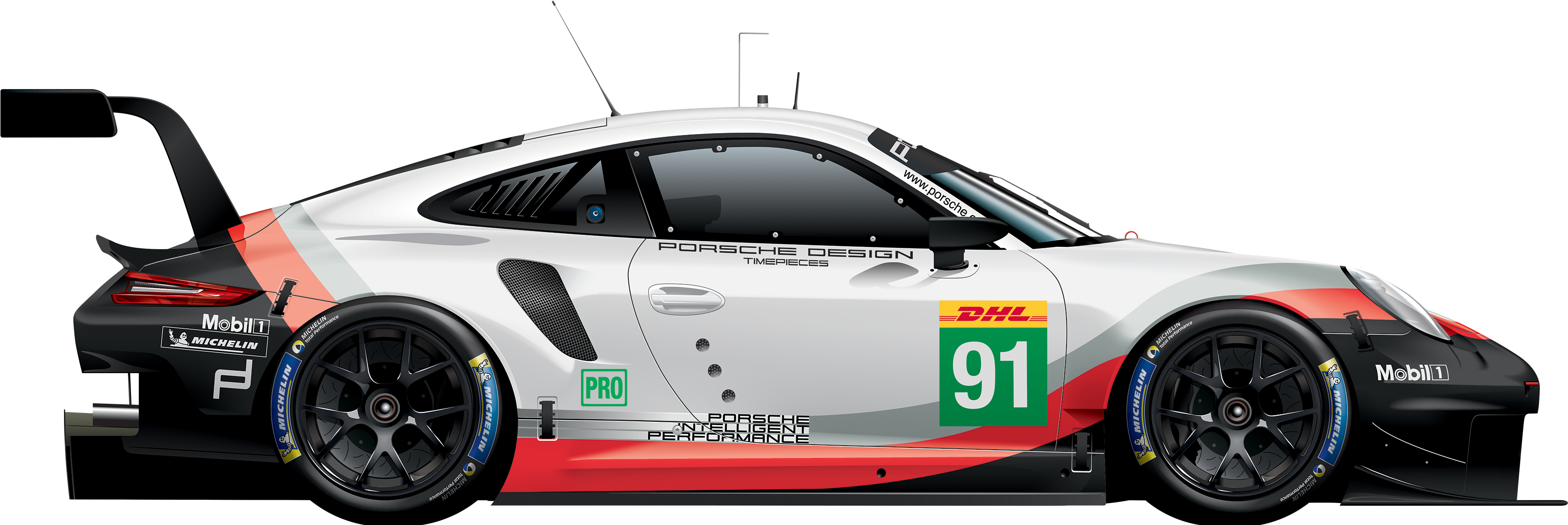 4th, - Porsche 911 Rsr 2018 (3543x1143), Png Download