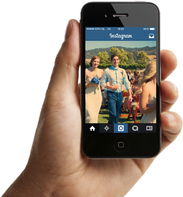 Display An Instagram Slideshow At Your Wedding - Cell Phone Instagram Png (372x400), Png Download